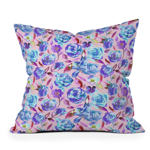 Ninola Design Girly Summer Roses Outdoor Throw Pillow