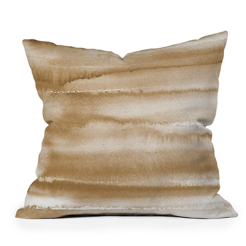 Ninola Design Golden Watercolor Gradient Outdoor Throw Pillow
