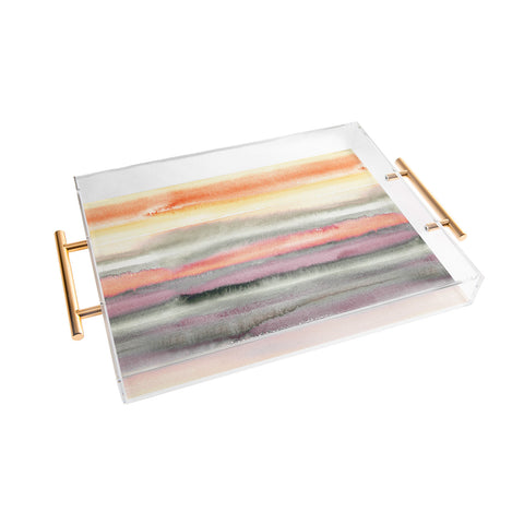 Ninola Design Gradient landscape watercolor Coral mauve Acrylic Tray