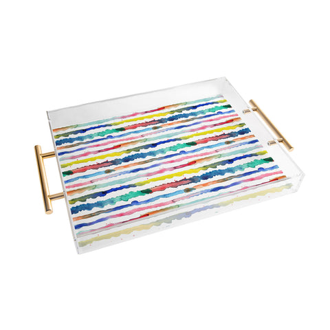 Ninola Design Gradient watercolor lines blue Acrylic Tray