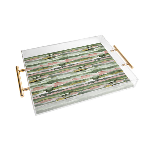 Ninola Design Gradient Watercolor Lines Coral Acrylic Tray