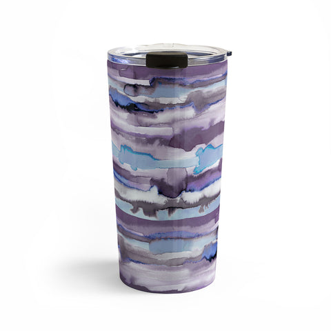 Ninola Design Gradient Watercolor Lines Mauve Travel Mug