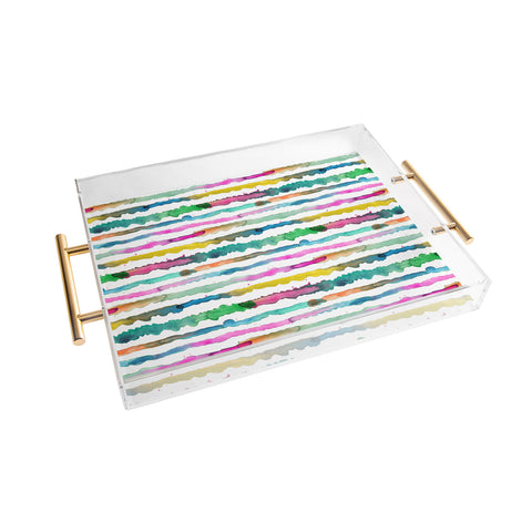 Ninola Design Gradient Watercolor Lines Pink Acrylic Tray