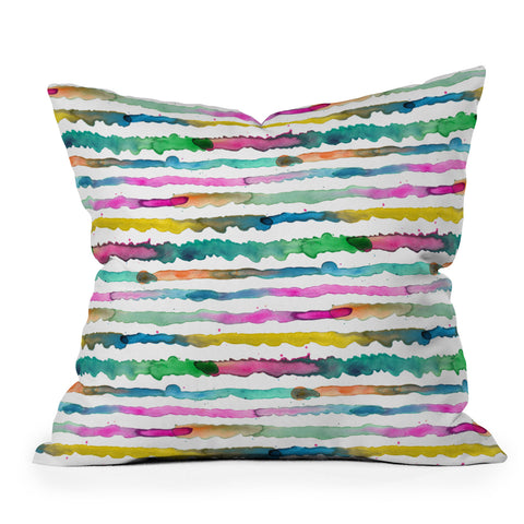 Ninola Design Gradient Watercolor Lines Pink Outdoor Throw Pillow