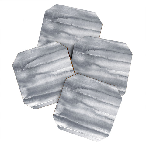 Ninola Design Gray Watercolor Gradient Coaster Set