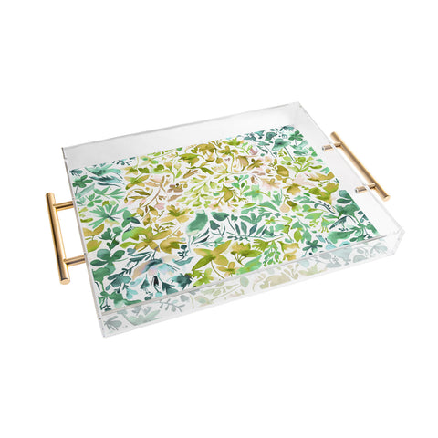 Ninola Design Green flowers and plants ivy Acrylic Tray