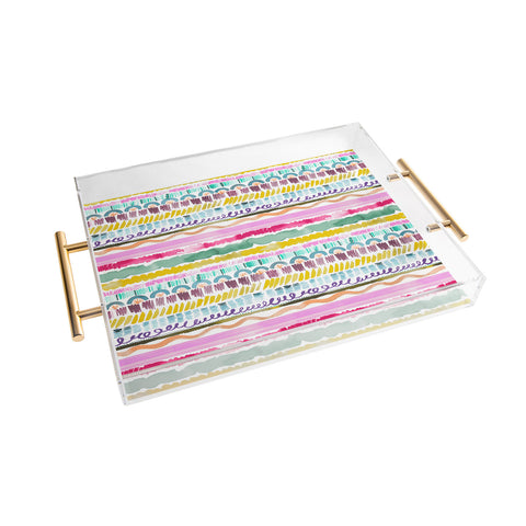 Ninola Design Hand Painted Garlands Tribal Acrylic Tray