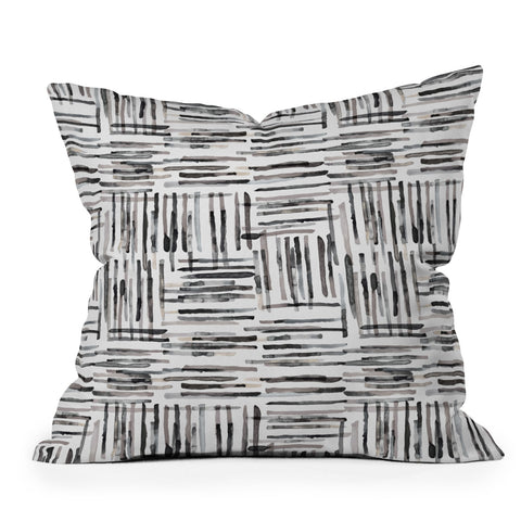 Ninola Design Hand Painted Mineral Stripes Outdoor Throw Pillow