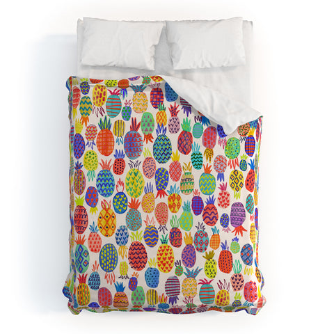 Ninola Design Happy and Funny Tropical Pineapples Duvet Cover
