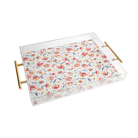 Ninola Design Holiday Peonies Soft Pink Acrylic Tray