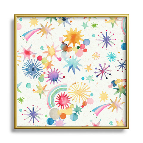 Ninola Design Holiday Shooting Stars Kids Square Metal Framed Art Print