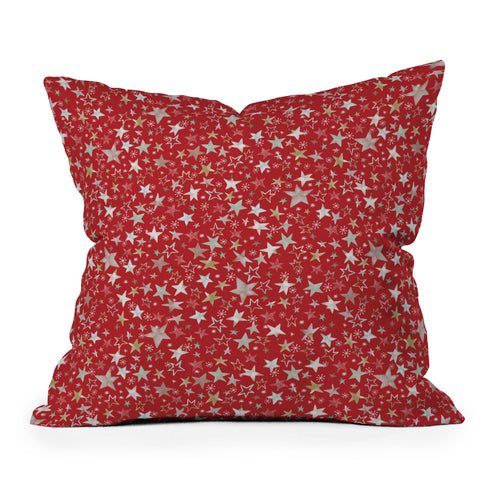 Ninola Design Holiday stars christmas red Outdoor Throw Pillow