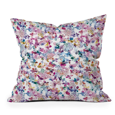 Ninola Design Hydrangea Flowers Outdoor Throw Pillow