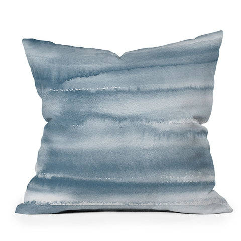 Ninola Design Indigo Watercolor Gradient Outdoor Throw Pillow