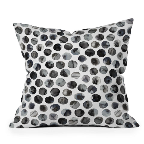Ninola Design Ink dots Black Outdoor Throw Pillow