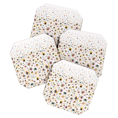 Ninola Design Ink Flowers Ombre Sunshine Coaster Set