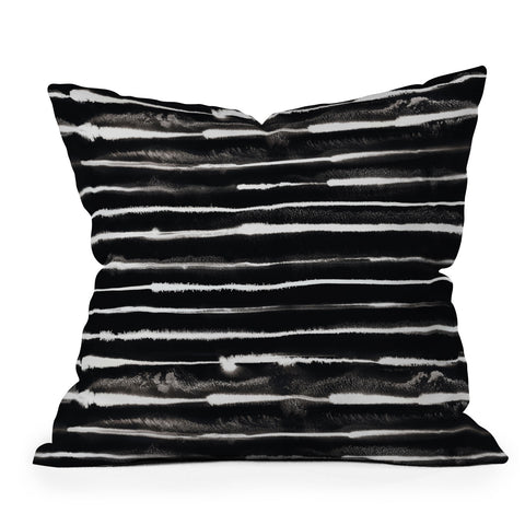 Ninola Design Ink stripes Black Outdoor Throw Pillow