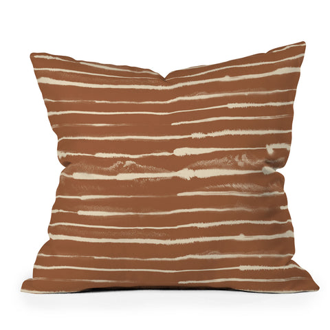 Ninola Design Ink stripes terracota Outdoor Throw Pillow