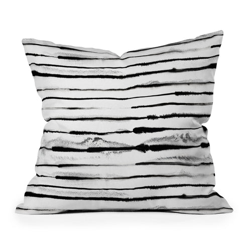 Ninola Design Ink stripes White Outdoor Throw Pillow