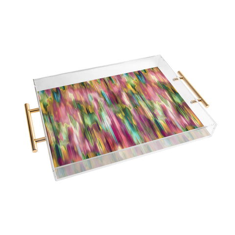 Ninola Design Iridiscent lines floral pink Acrylic Tray