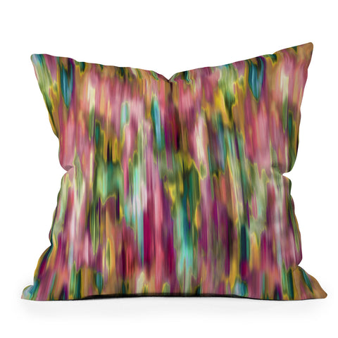 Ninola Design Iridiscent lines floral pink Outdoor Throw Pillow