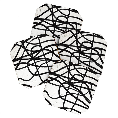 Ninola Design Japandi Minimal Black Marker Coaster Set