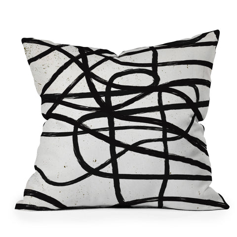 Ninola Design Japandi Minimal Black Marker Outdoor Throw Pillow