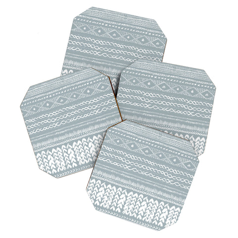 Ninola Design Jersey Wool Garlands Teal Coaster Set