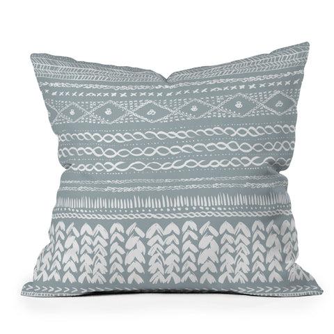 Ninola Design Jersey Wool Garlands Teal Outdoor Throw Pillow