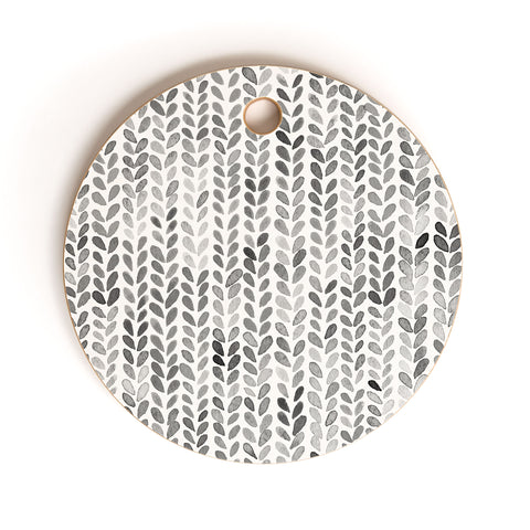 Ninola Design Knitting Texture Wool Winter Gray Cutting Board Round