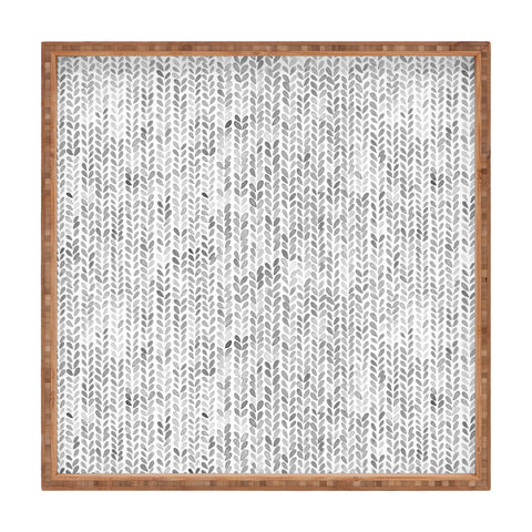 Ninola Design Knitting Texture Wool Winter Gray Square Tray