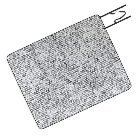 Ninola Design Knitting Texture Wool Winter Gray Picnic Blanket