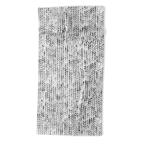 Ninola Design Knitting Texture Wool Winter Gray Beach Towel