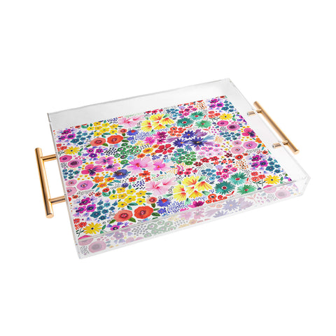 Ninola Design Little artful flowers Multi Acrylic Tray