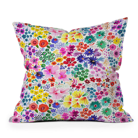 Ninola Design Little artful flowers Multi Outdoor Throw Pillow