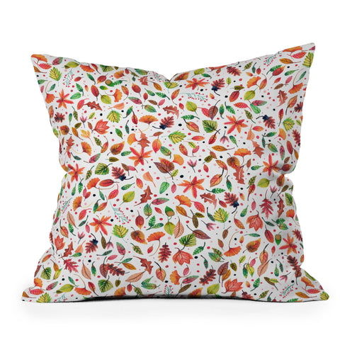 Ninola Design Little autumn leaves Red Outdoor Throw Pillow