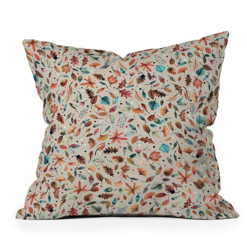 Ninola Design Little Autumn Leaves Outdoor Throw Pillow