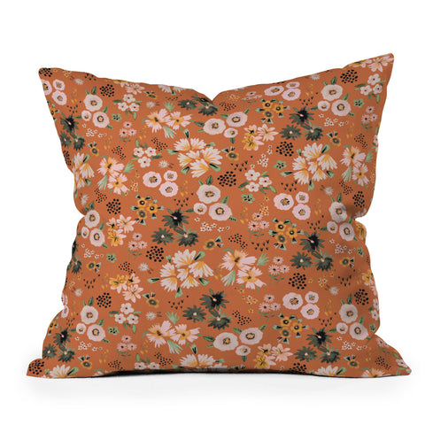 Ninola Design Little desert flowers Terracota Outdoor Throw Pillow