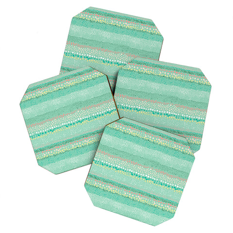 Ninola Design Little Dots Textured Green Coaster Set