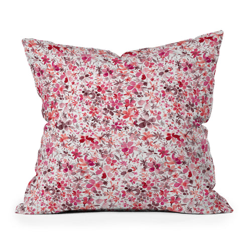 Ninola Design Little Spring Flowers Coral Outdoor Throw Pillow