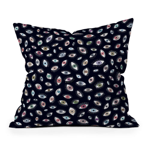 Ninola Design Looking eyes black Outdoor Throw Pillow