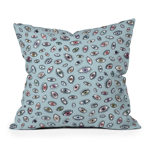 Ninola Design Looking eyes blue Outdoor Throw Pillow
