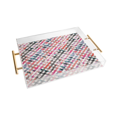Ninola Design Love Gingham Squares Watercolor Acrylic Tray