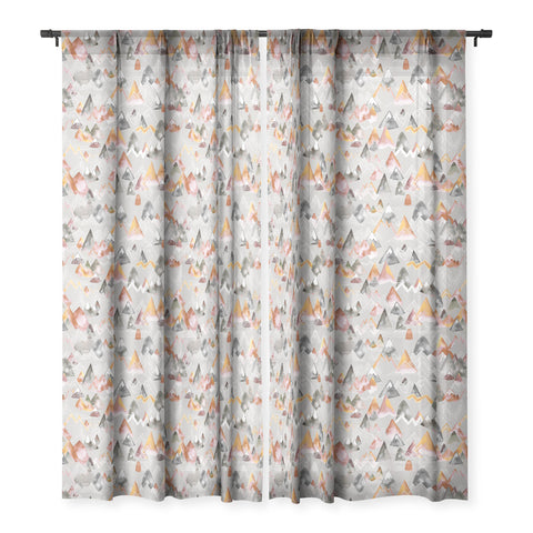 Ninola Design Magical Fall Mountains Beige Sheer Window Curtain