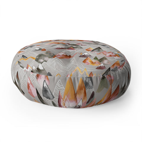 Ninola Design Magical Fall Mountains Beige Floor Pillow Round