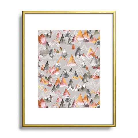 Ninola Design Magical Fall Mountains Beige Metal Framed Art Print