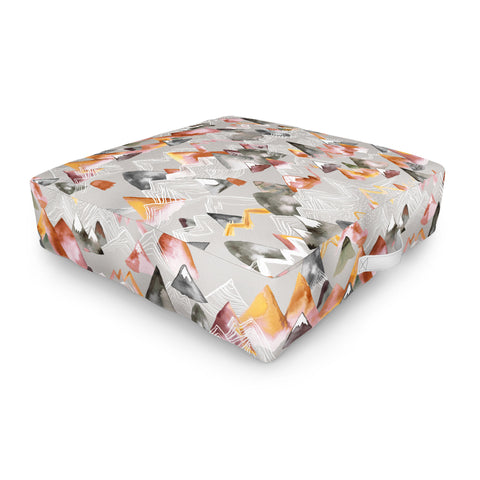 Ninola Design Magical Fall Mountains Beige Outdoor Floor Cushion