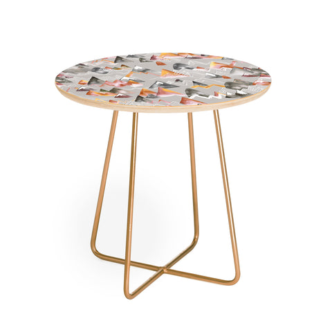 Ninola Design Magical Fall Mountains Beige Round Side Table