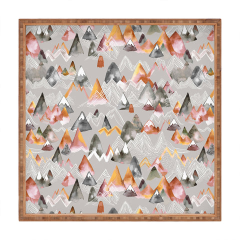 Ninola Design Magical Fall Mountains Beige Square Tray