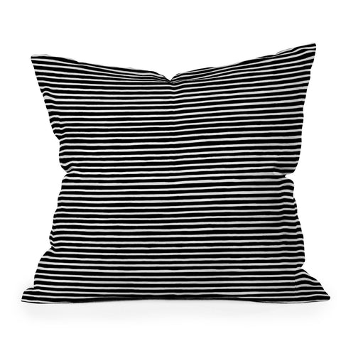 Ninola Design Marker Stripes Black Outdoor Throw Pillow